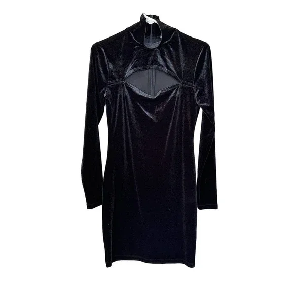 Pam & Gela Velvet Cut Out Iridescent Mini Dress Black Size small - Picture 6 of 11